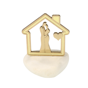 Μπομπονιέρα  Σπίτι Αγάπης σε Βότσαλο / 82106, Υ 8.2cm x Π 6.5cm